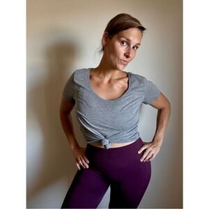 Victoria’s Secret PINK Open Back Tee Medium Gray Athleisure